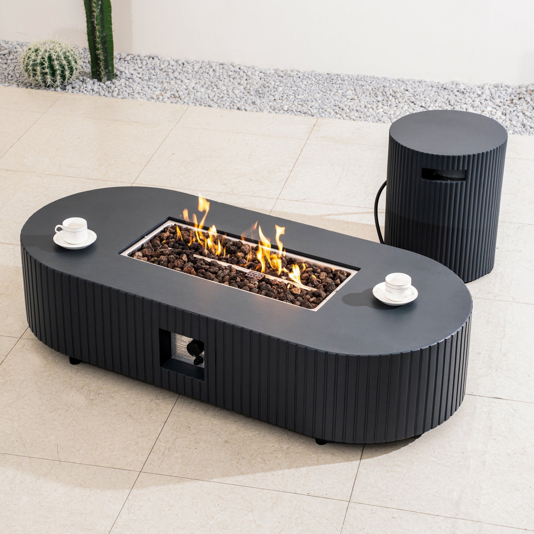 Terrafab Gas Fire Pit Table Set - Outdoor Heating Solution – Direct Wicker