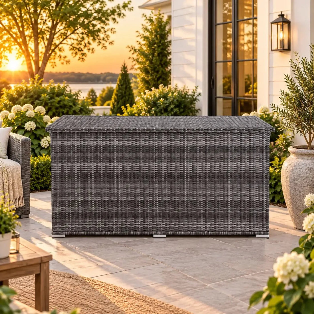 260-Gallon Outdoor Wicker Storage Box with Waterproof Liner | Direct Wicker - Direct Wicker