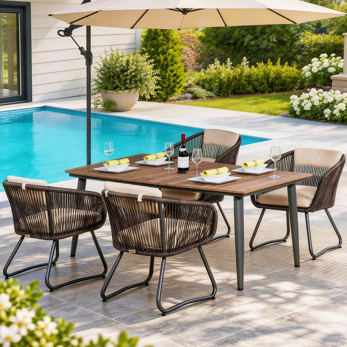 5-Piece Outdoor Dining Chair & Coffee Table Set | Direct Wicker - Direct Wicker