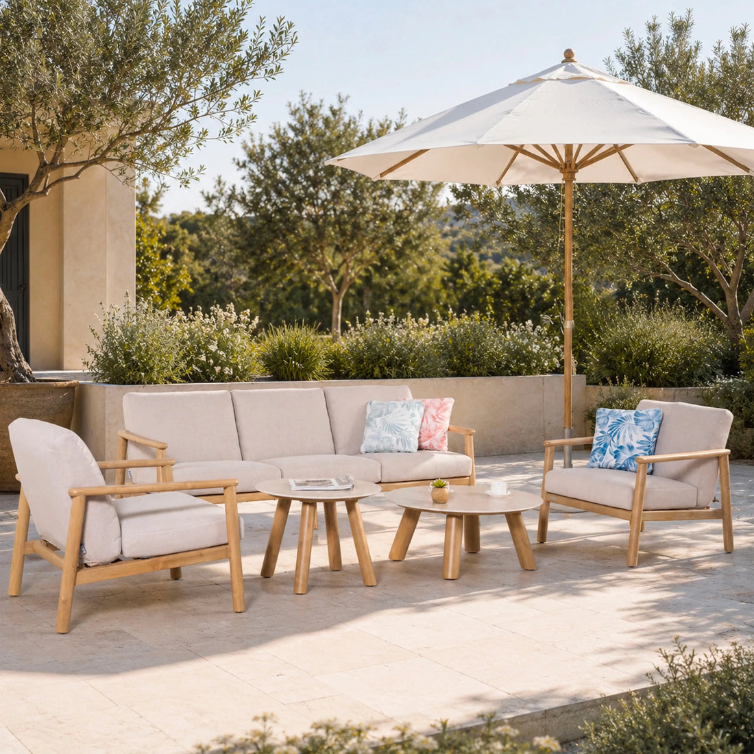 5-Seat Patio Sofa Set with Aluminum Frame & Olefin Fabric | Direct Wicker - Direct Wicker