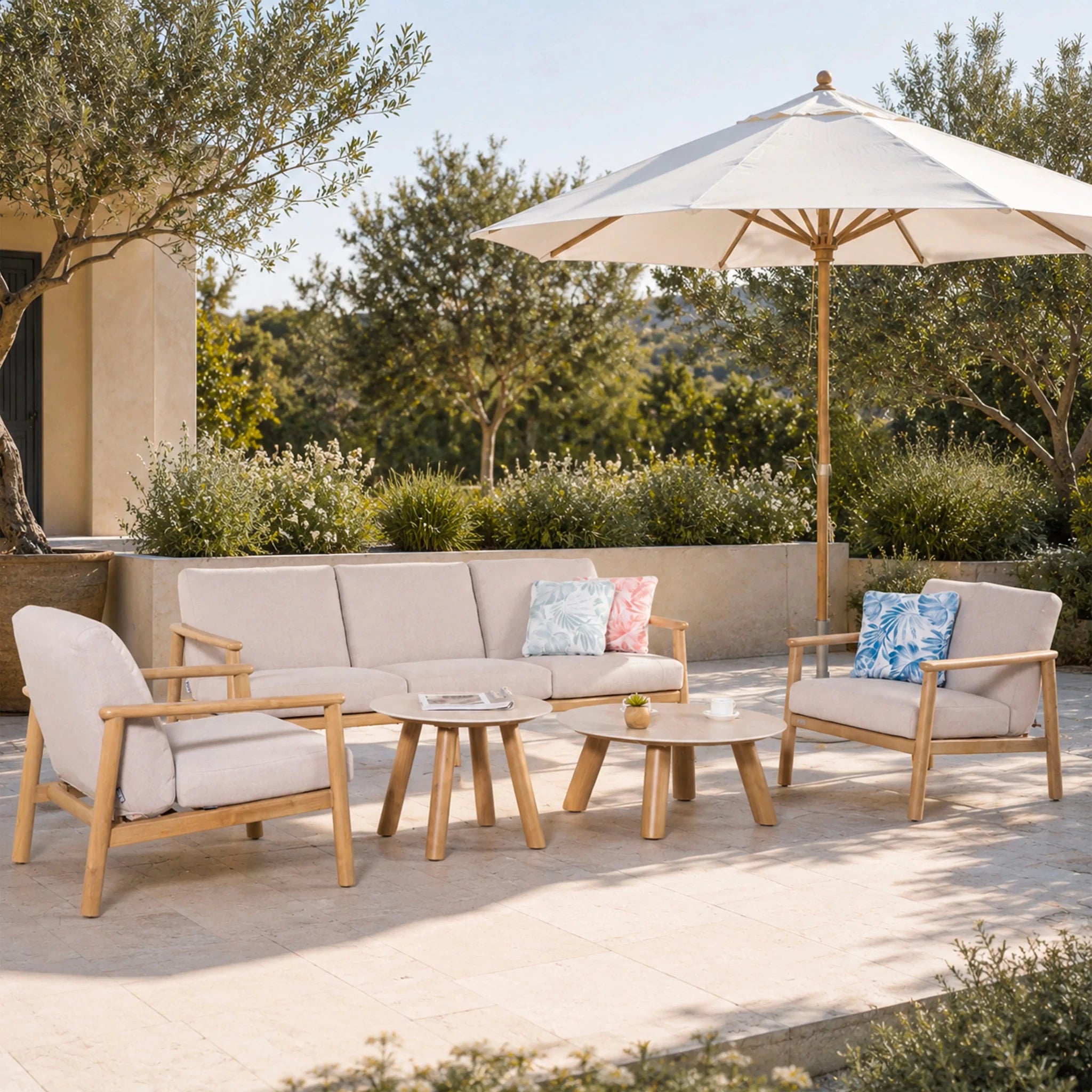 5-Seat Patio Sofa Set with Aluminum Frame & Olefin Fabric | Direct Wicker - Direct Wicker