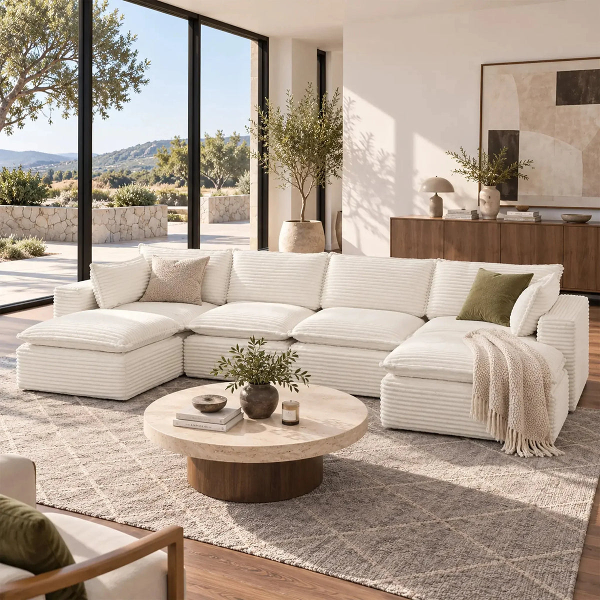 6-Piece 4-Seat Modular Compressed Sofa with Deep Seating | Direct Wicker