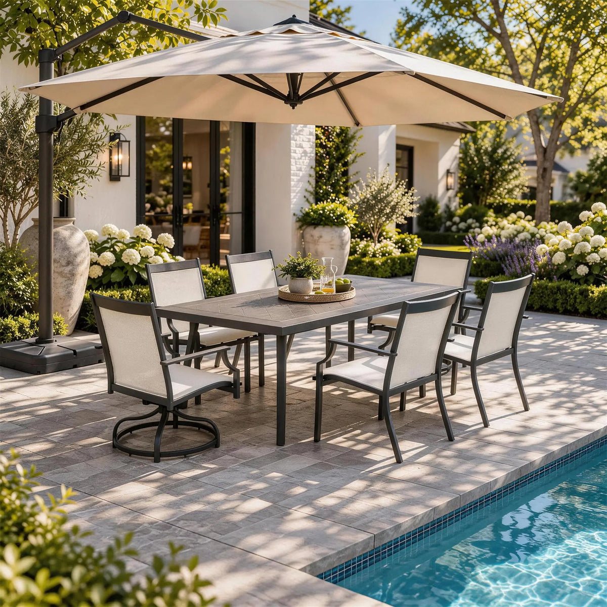 6-Seat Patio Dining Set with Swivel Chairs | Direct Wicker - Direct Wicker