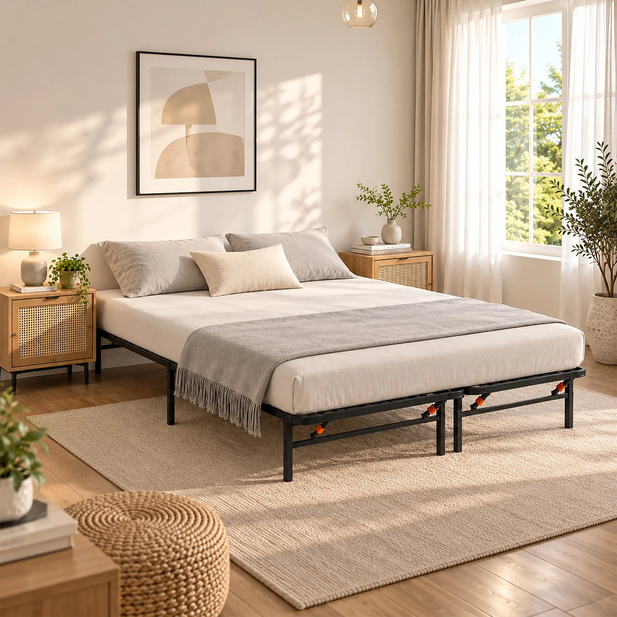 Heavy-Duty Foldable King Platform Bed Frame with Durable Finish | Direct Wicker