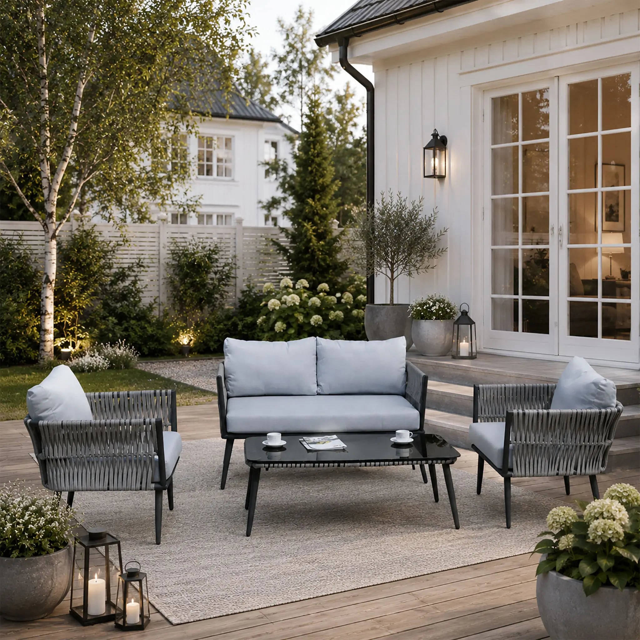 Direct Wicker 4-Piece Aluminum Frame Wicker Sofa Set for Stylish Outdoor Patio Living