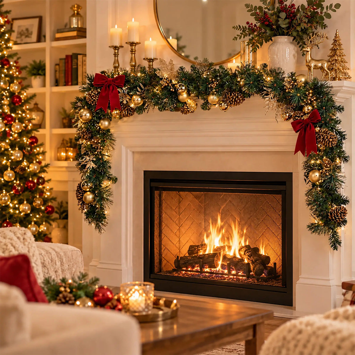Artificial Christmas Garland with Full Greenery & Flame-Retardant PVC | Direct Wicker - Direct Wicker