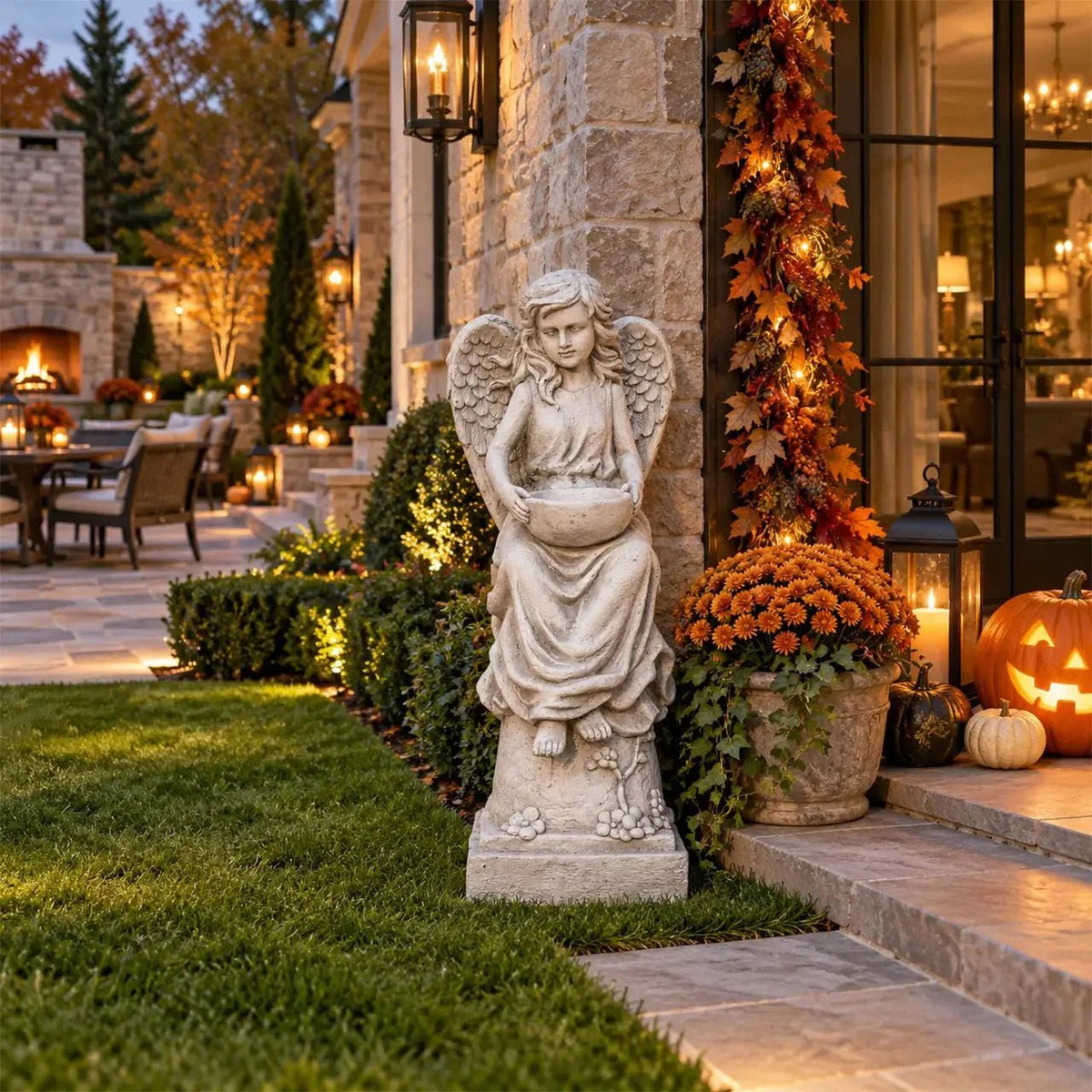 Bring Timeless Beauty to Your Garden with Direct Wicker's Seated Angel Sculpture - Direct Wicker