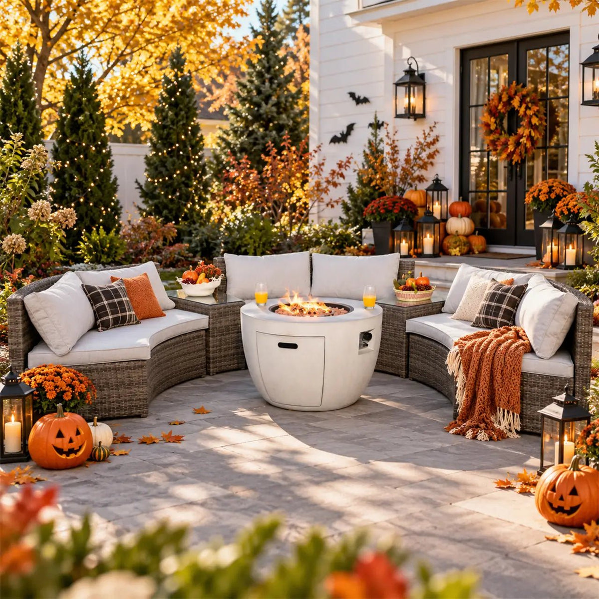 Sonoma 6-Seat Modular Outdoor Fire Pit Set with Firepit Table | Direct Wicker - Direct Wicker