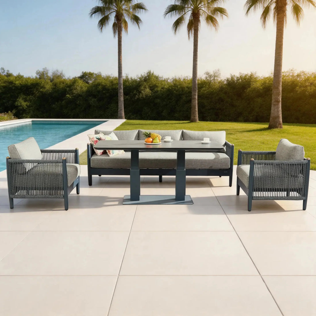 The Direct Wicker Numa-Style Nord 5-Seat Sofa Set with an Adjustable Dining Table - Direct Wicker