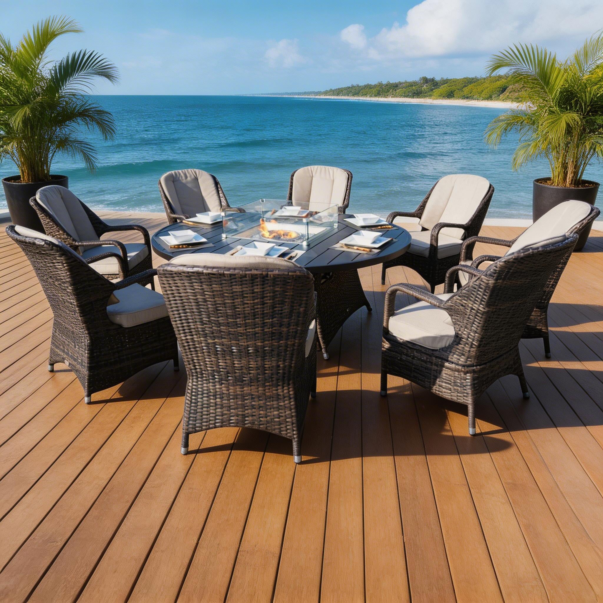 8-Seater Outdoor Fire Pit Set with Round Table (PAG-1108A)