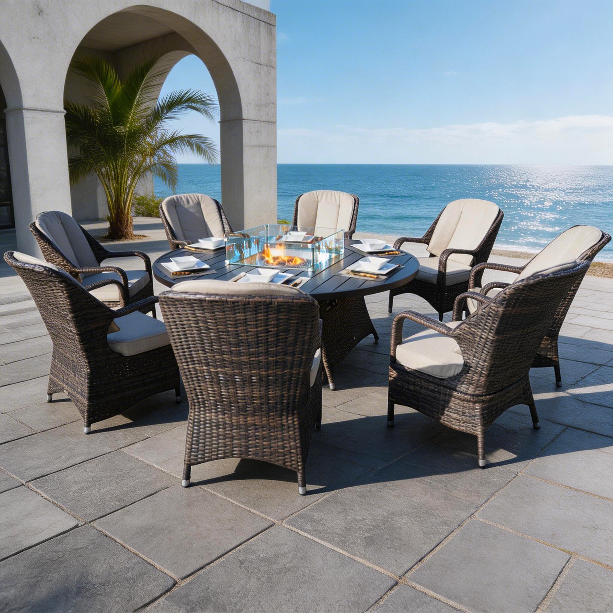 8-Seater Outdoor Fire Pit Set with Round Table (PAG-1108A)