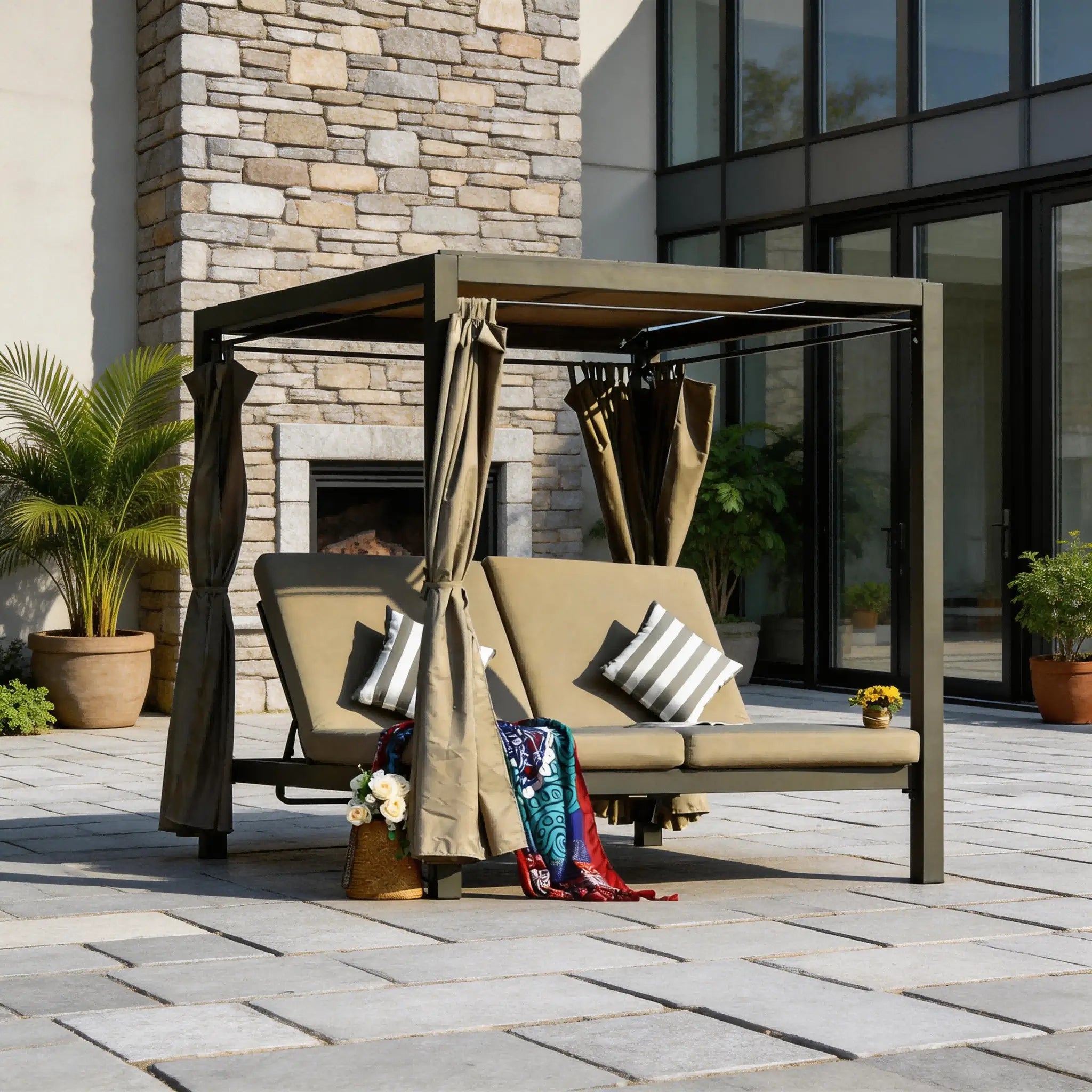 Daybed with Canopy for Outdoor Use (PAL-1129B)