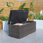 130 Gallon Capacity Outdoor Wicker Storage Box PE Wicker with Iron Frame (PA-3256M-I) - Direct Wicker