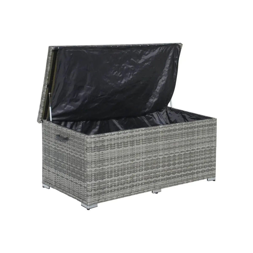 130 Gallon Capacity Outdoor Wicker Storage Box PE Wicker with Iron Frame (PA-3256M-I) - Direct Wicker