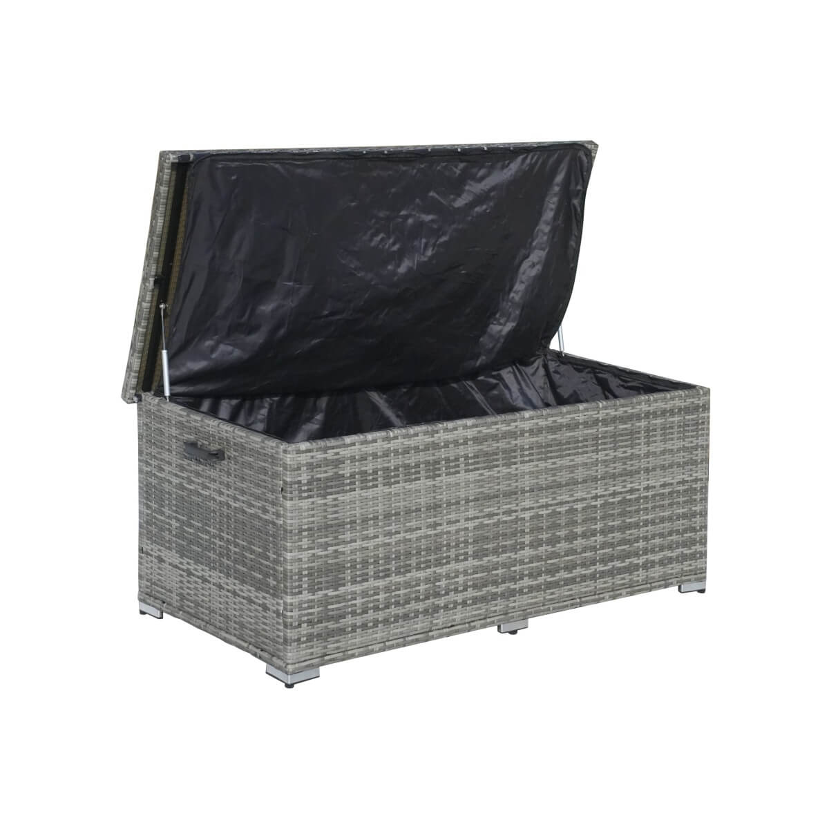 130 Gallon Capacity Outdoor Wicker Storage Box PE Wicker with Iron Frame (PA-3256M-I) - Direct Wicker