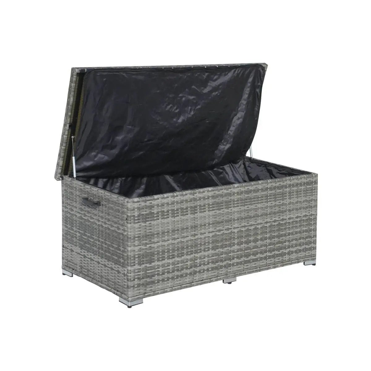 130 Gallon Capacity Outdoor Wicker Storage Box PE Wicker with Iron Frame (PA-3256M-I) - Direct Wicker
