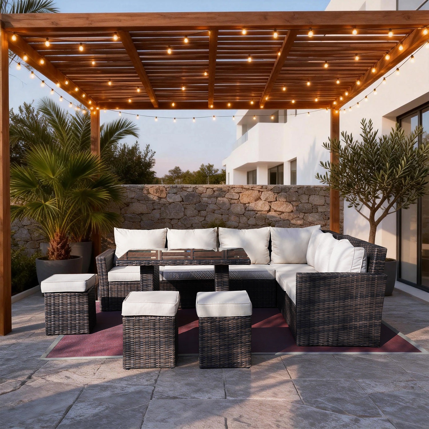 Rimini Corner Sofa Set with Rectangular Table (PAS-1403)