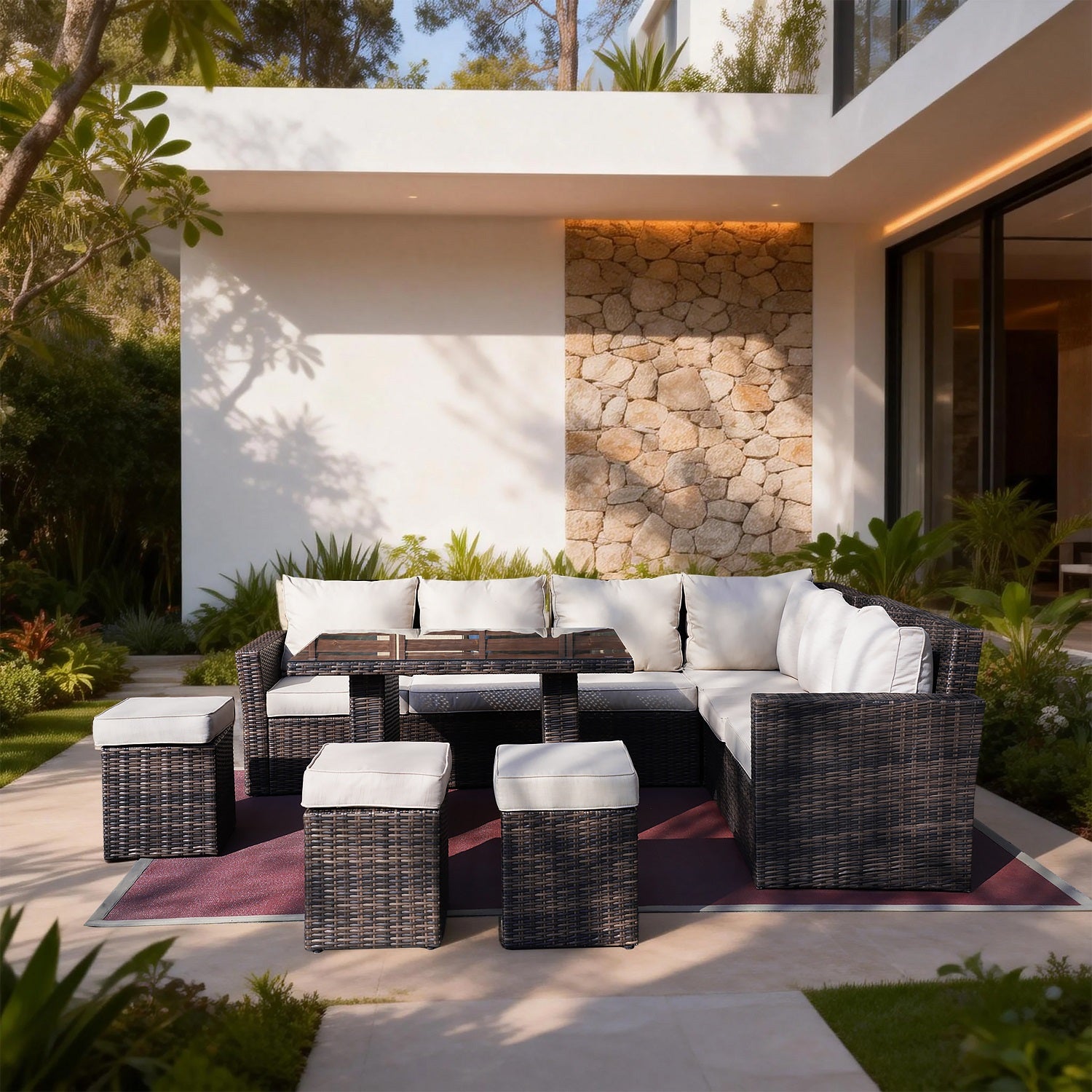 Rimini Corner Sofa Set with Rectangular Table (PAS-1403)