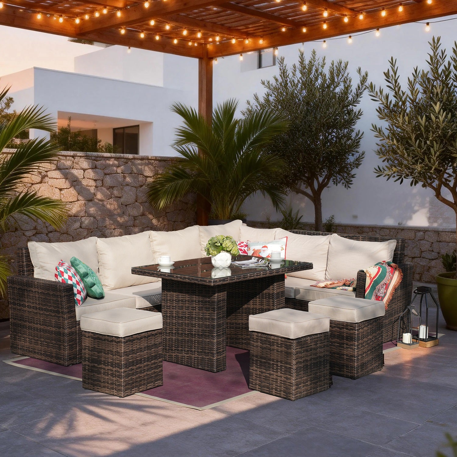 Rimini Corner Sofa Set with Rectangular Table (PAS-1403)