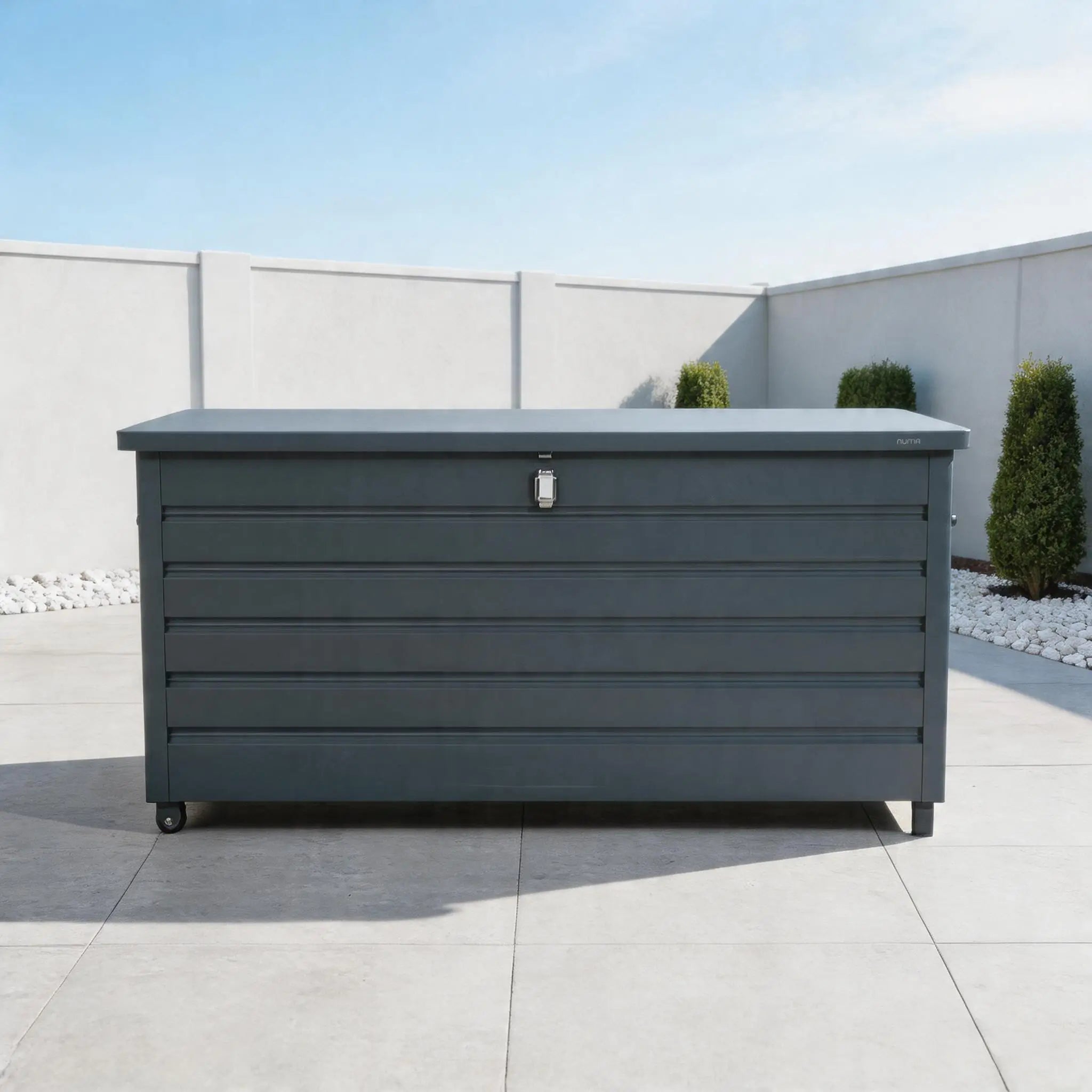 175 Gallon Capacity Numa - Style Small Aluminium Storage Box (PJB - A1470 - GR - BM) - Direct Wicker