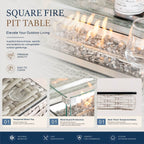 Parma 6-Seat Outdoor Fire Pit Dining Set – Rectangle Fire Pit Table (PAG-1106R)