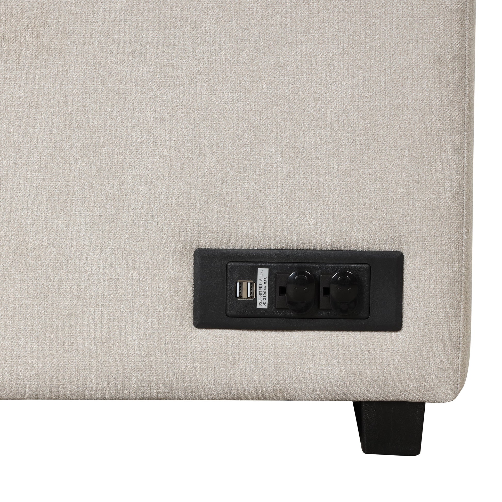 2 in 1 Sleeper Sofa Bed with Storage Ottoman, Beige Linen Upholstery (SG000550AAA) - Direct Wicker