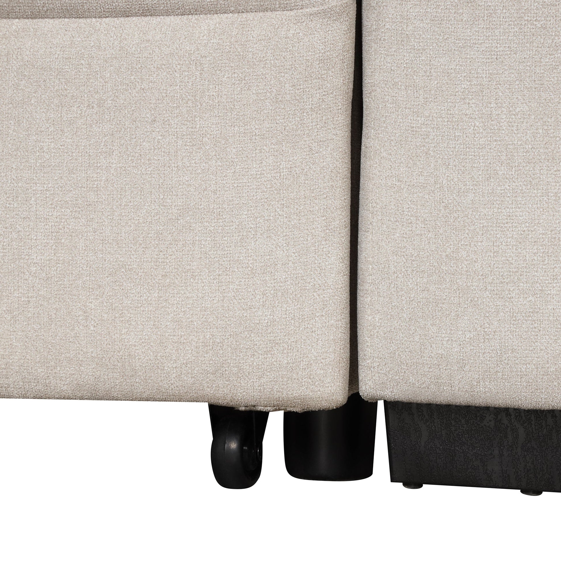 2 in 1 Sleeper Sofa Bed with Storage Ottoman, Beige Linen Upholstery (SG000550AAA) - Direct Wicker