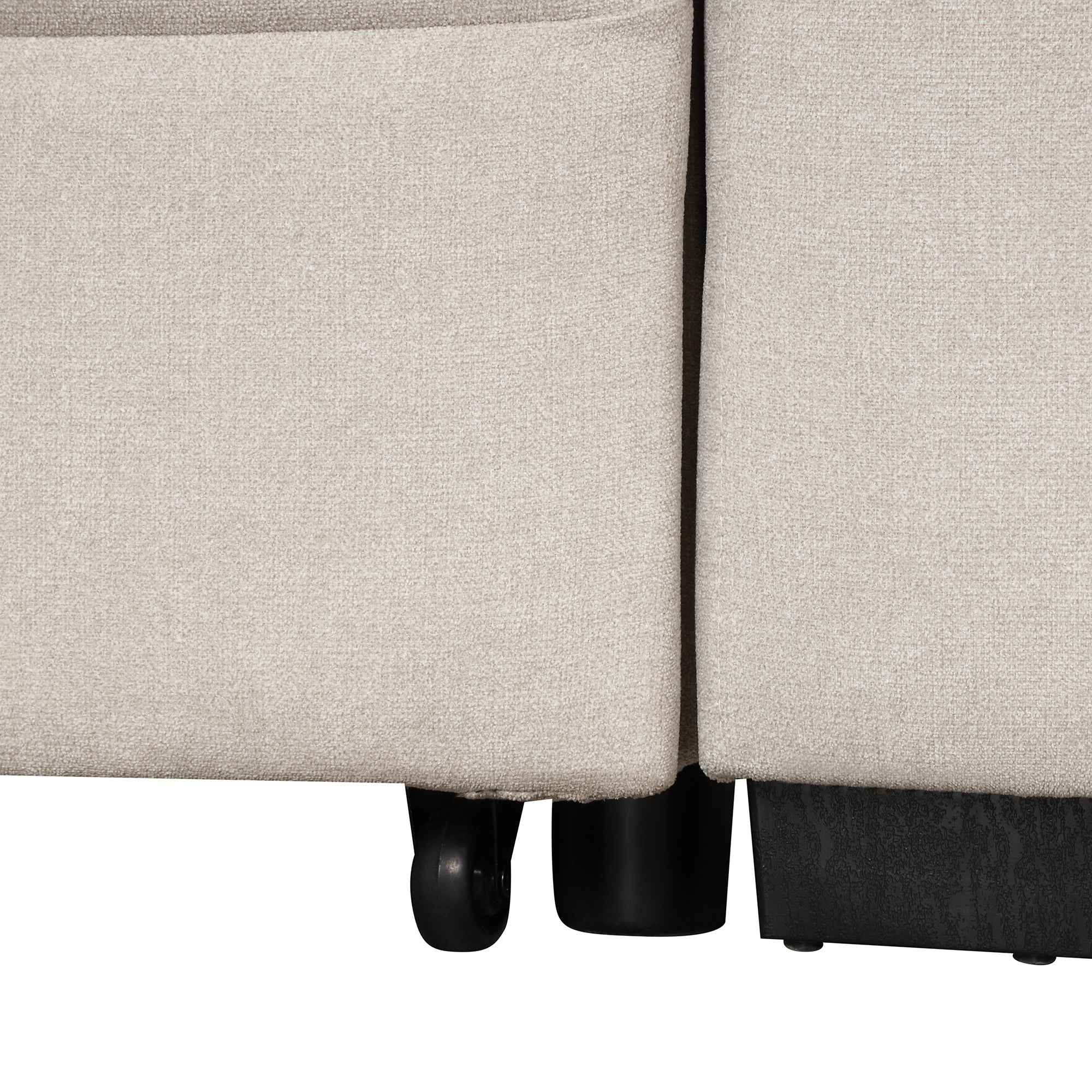 2 in 1 Sleeper Sofa Bed with Storage Ottoman, Beige Linen Upholstery (SG000550AAA) - Direct Wicker