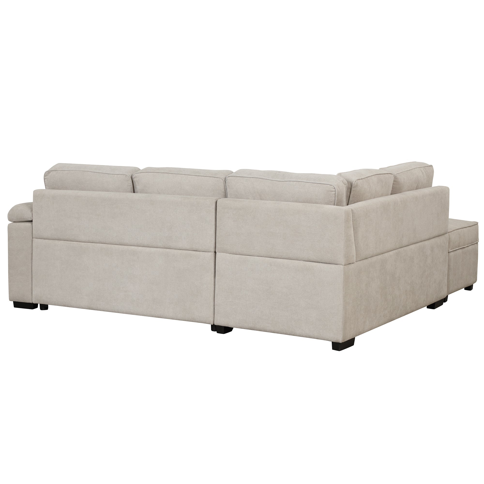 2 in 1 Sleeper Sofa Bed with Storage Ottoman, Beige Linen Upholstery (SG000550AAA) - Direct Wicker