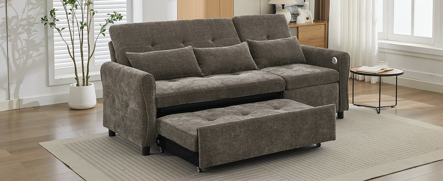 2 - in - 1 Sofa 82' Three - Seater with Sofa Bed and Reversible Recliner (N719S002010R) - Direct Wicker