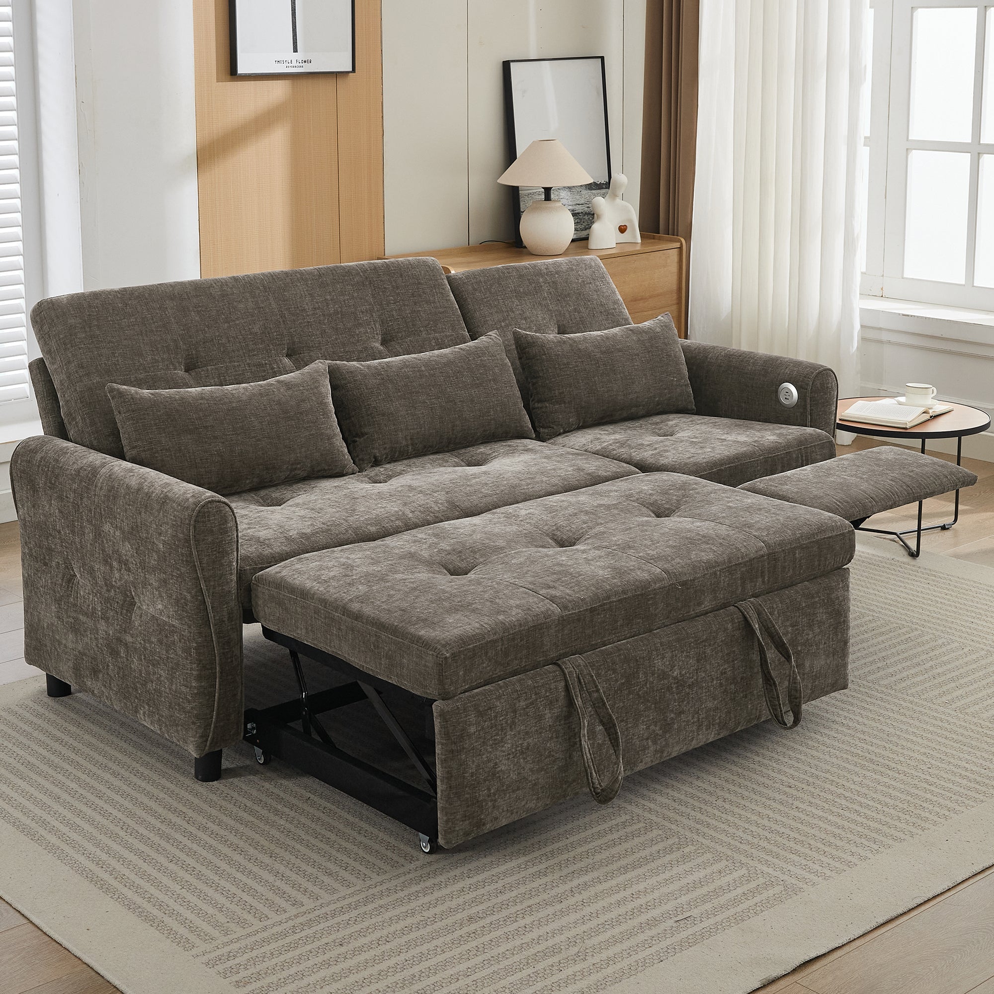 2 - in - 1 Sofa 82' Three - Seater with Sofa Bed and Reversible Recliner (N719S002010R) - Direct Wicker