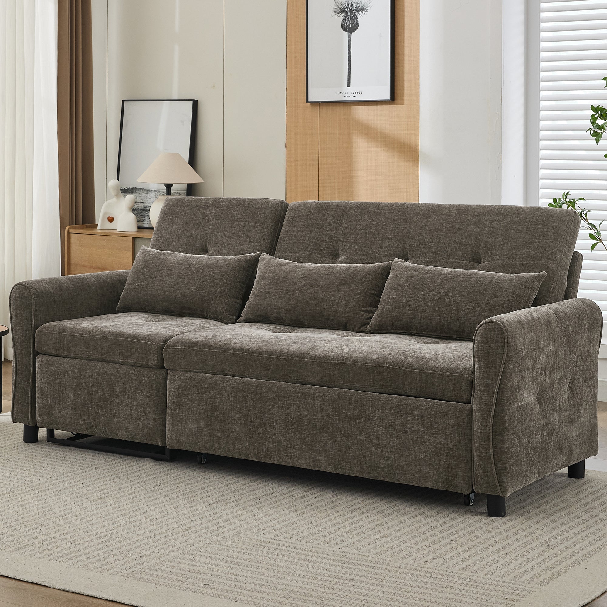 2 - in - 1 Sofa 82' Three - Seater with Sofa Bed and Reversible Recliner (N719S002010R) - Direct Wicker