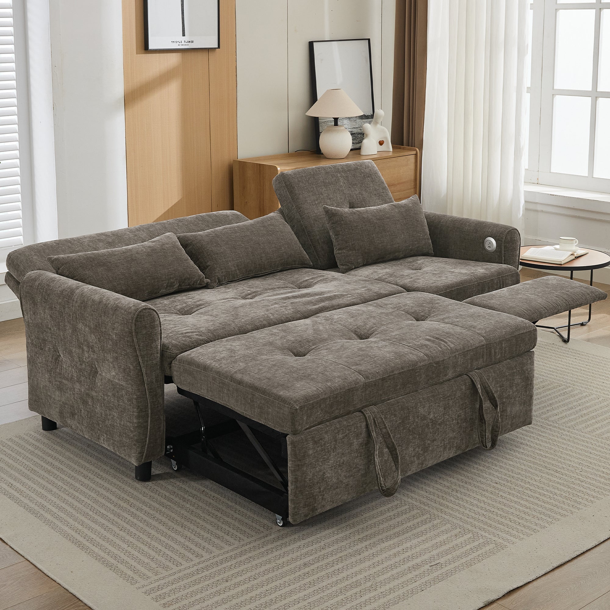 2 - in - 1 Sofa 82' Three - Seater with Sofa Bed and Reversible Recliner (N719S002010R) - Direct Wicker