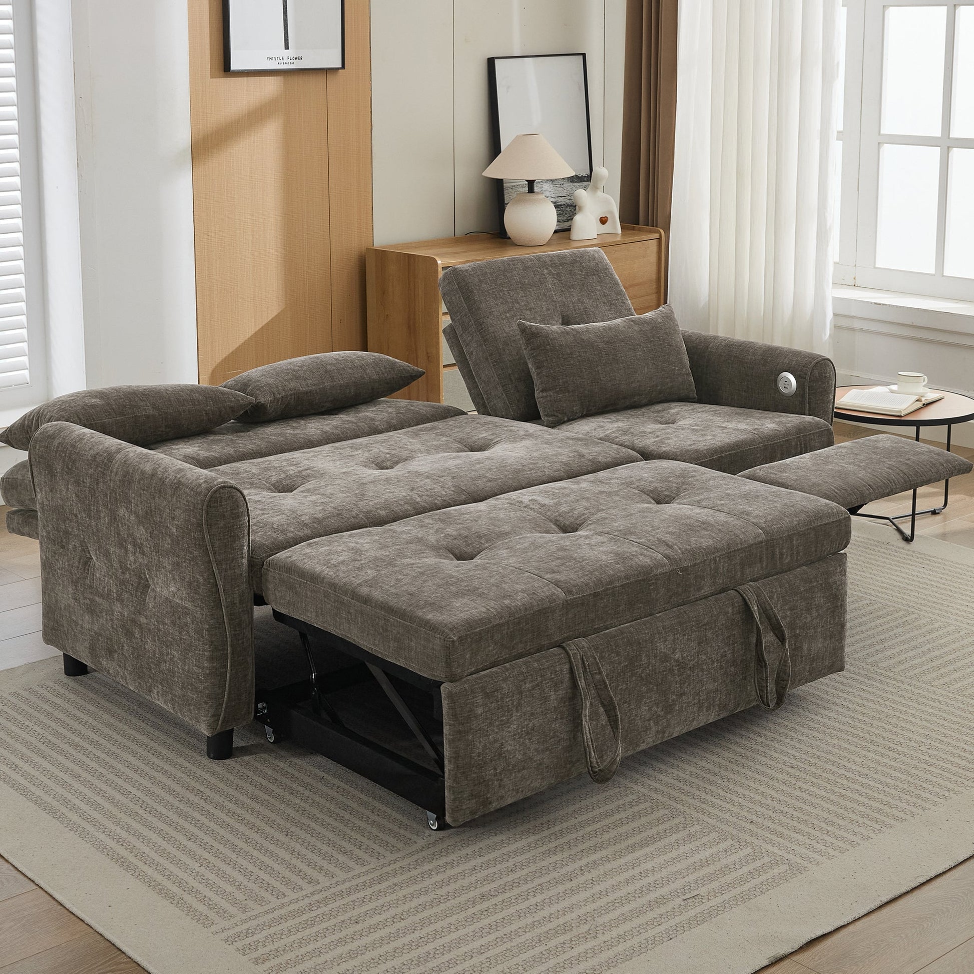 2 - in - 1 Sofa 82' Three - Seater with Sofa Bed and Reversible Recliner (N719S002010R) - Direct Wicker