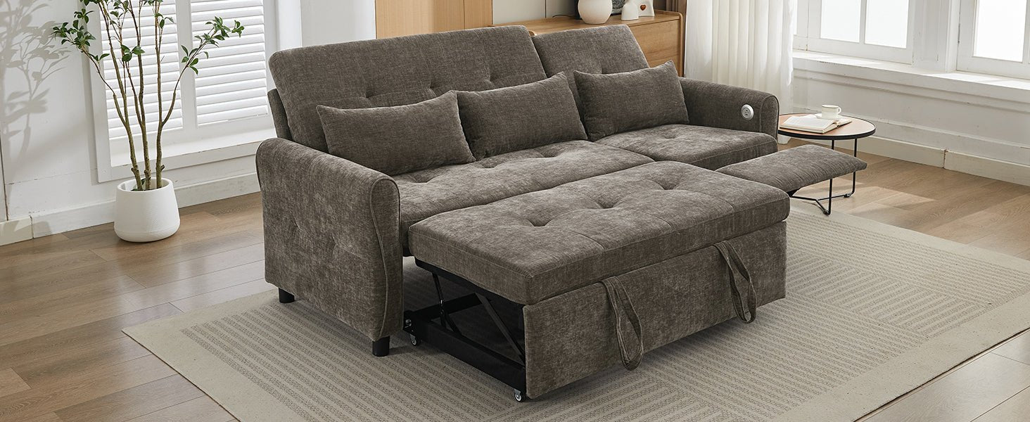2 - in - 1 Sofa 82' Three - Seater with Sofa Bed and Reversible Recliner (N719S002010R) - Direct Wicker