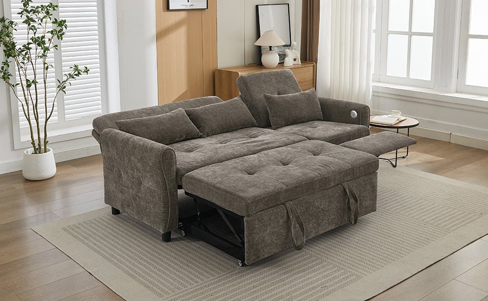2 - in - 1 Sofa 82' Three - Seater with Sofa Bed and Reversible Recliner (N719S002010R) - Direct Wicker