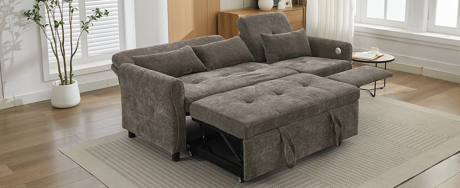 2 - in - 1 Sofa 82' Three - Seater with Sofa Bed and Reversible Recliner (N719S002010R) - Direct Wicker