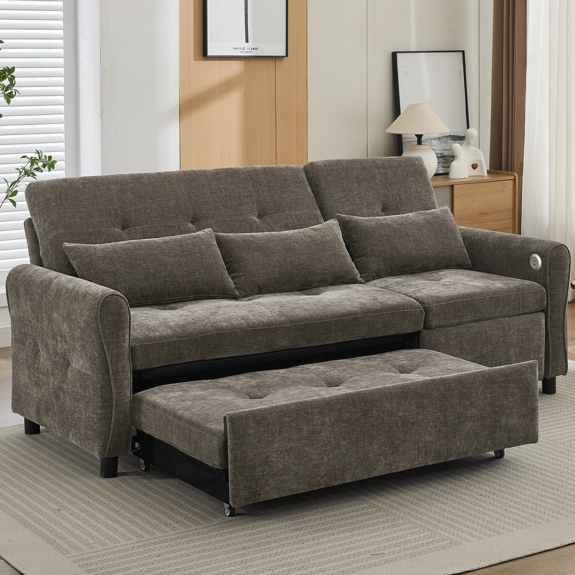 2 - in - 1 Sofa 82' Three - Seater with Sofa Bed and Reversible Recliner (N719S002010R) - Direct Wicker