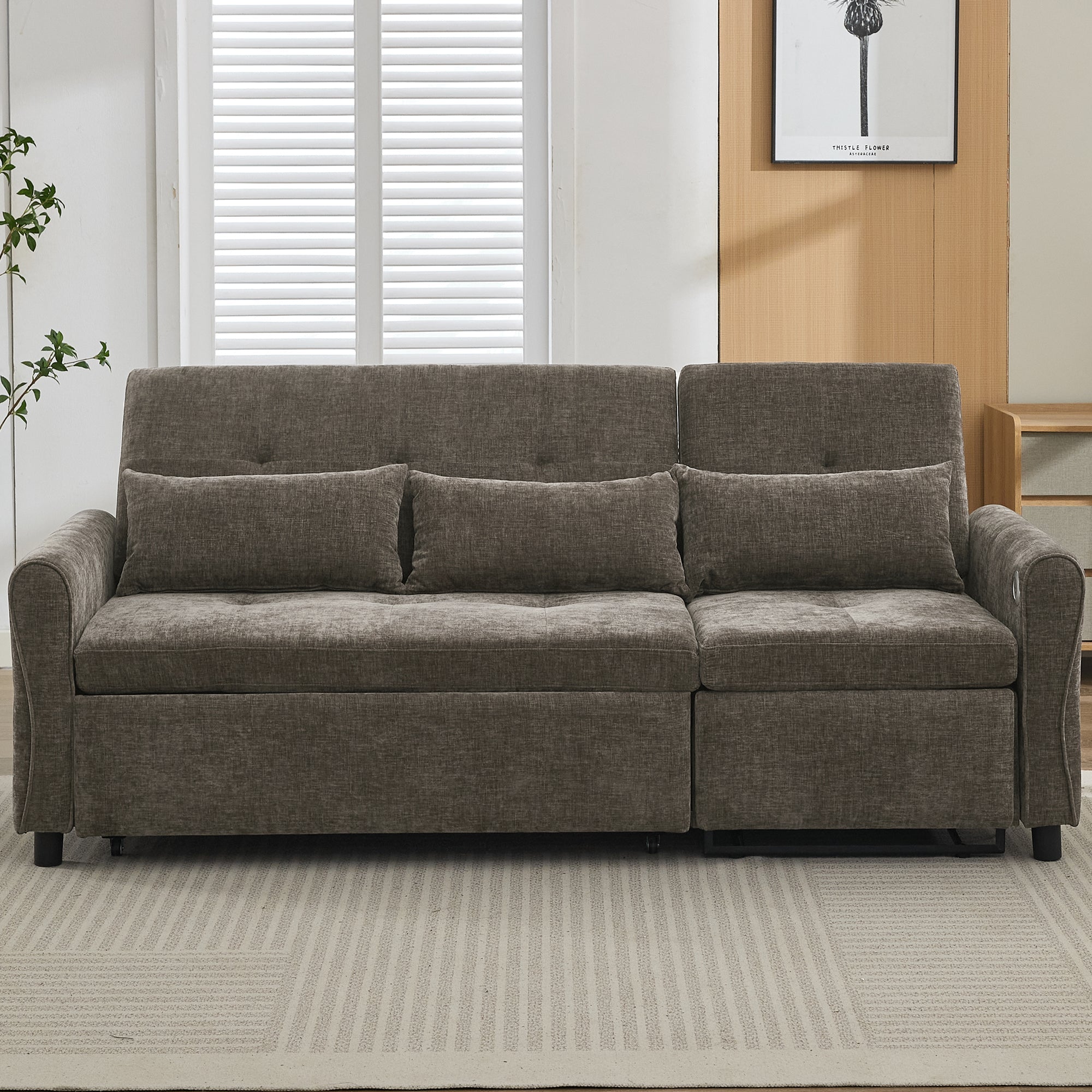 2 - in - 1 Sofa 82' Three - Seater with Sofa Bed and Reversible Recliner (N719S002010R) - Direct Wicker