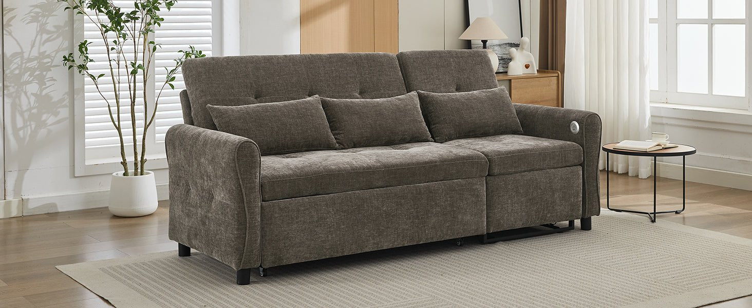 2 - in - 1 Sofa 82' Three - Seater with Sofa Bed and Reversible Recliner (N719S002010R) - Direct Wicker