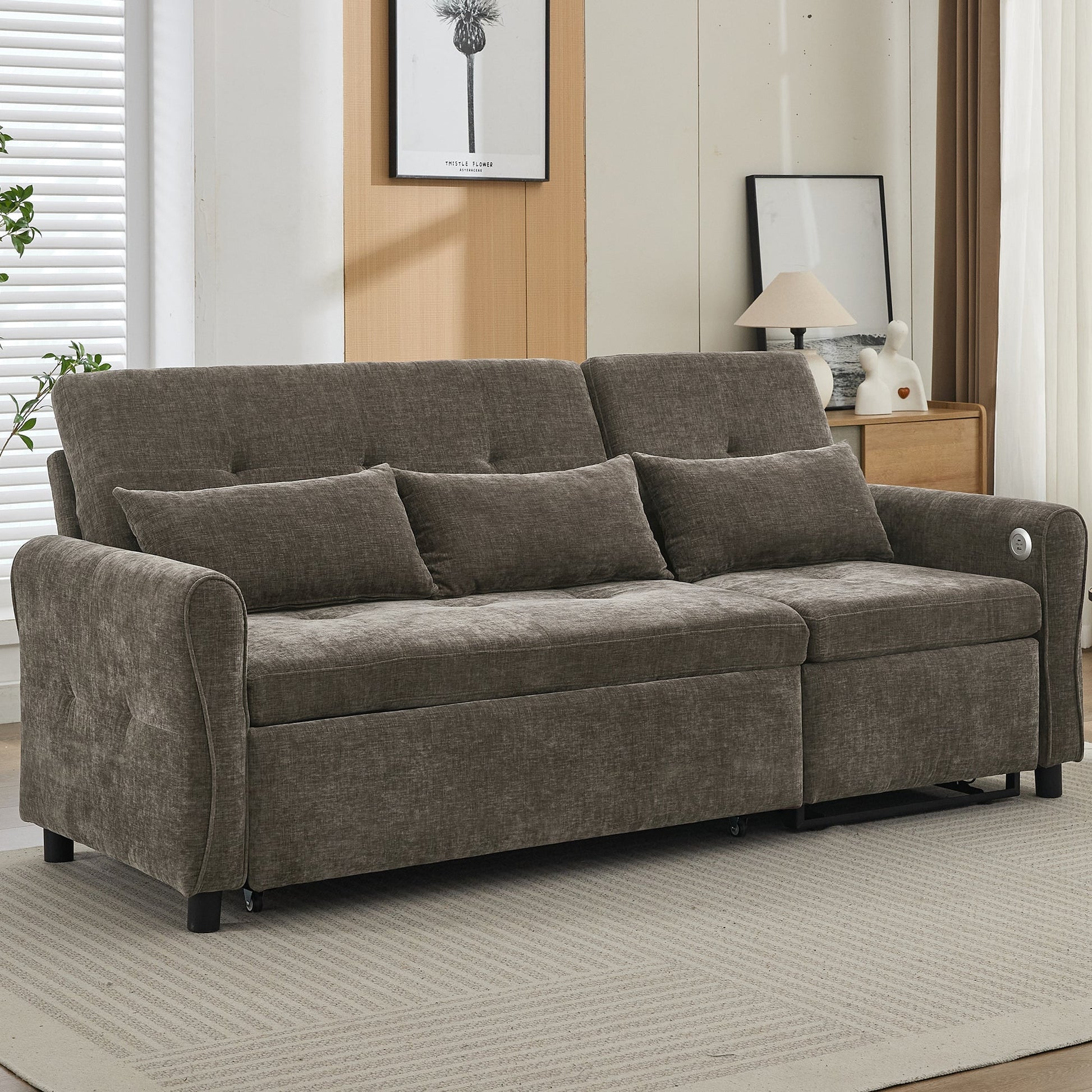 2 - in - 1 Sofa 82' Three - Seater with Sofa Bed and Reversible Recliner (N719S002010R) - Direct Wicker