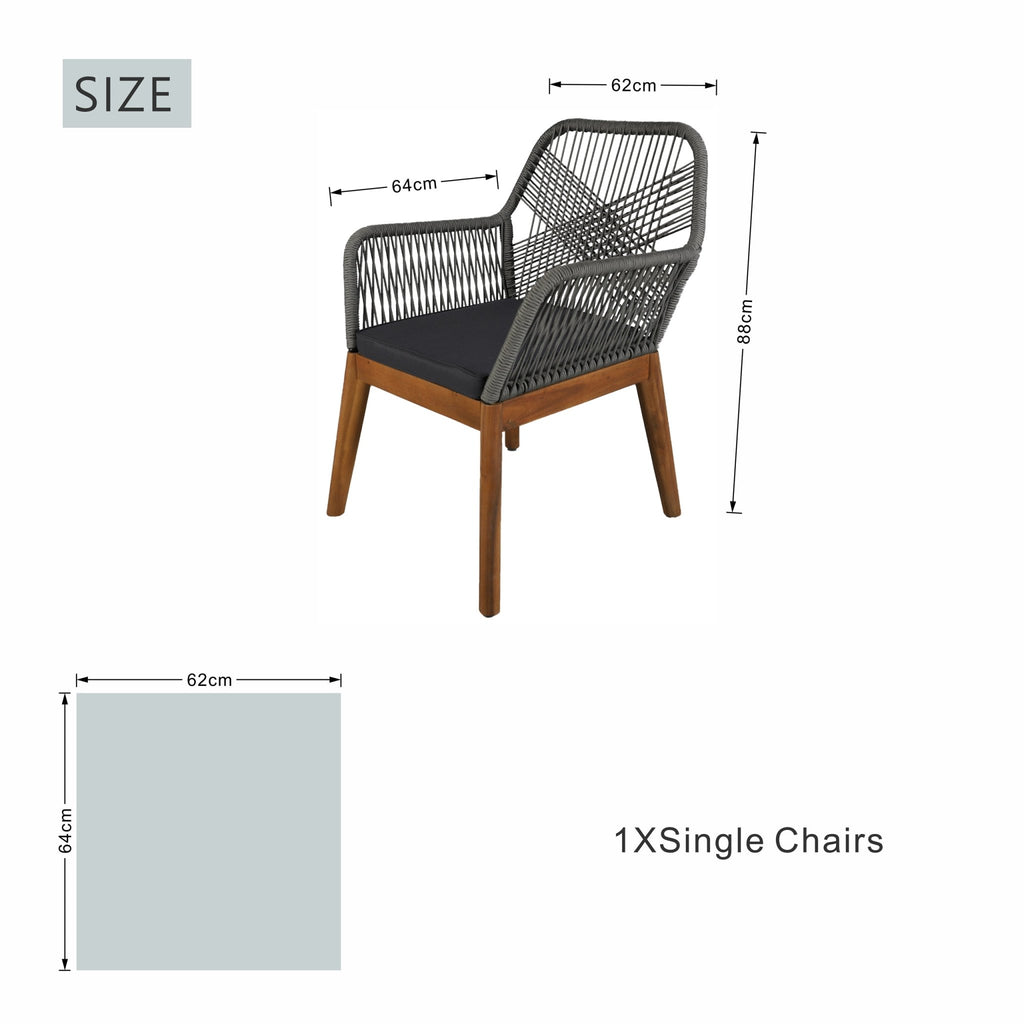 2 - Pack Solid Wood Armchairs with Cushions – Indoor/Outdoor Dining Chairs - Direct Wicker