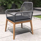 2 - Pack Solid Wood Armchairs with Cushions – Indoor/Outdoor Dining Chairs - Direct Wicker