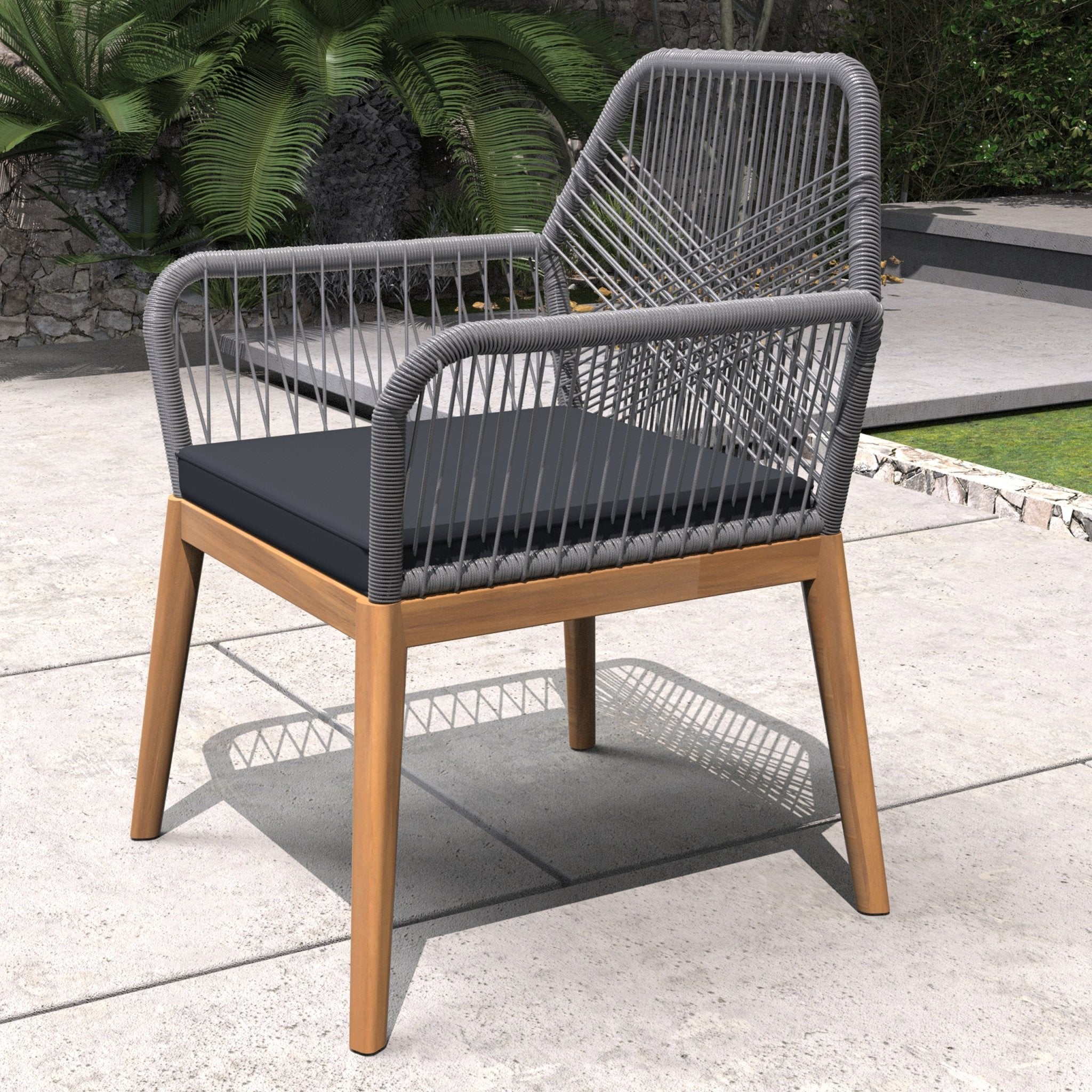 2 - Pack Solid Wood Armchairs with Cushions – Indoor/Outdoor Dining Chairs - Direct Wicker