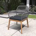 2 - Pack Solid Wood Armchairs with Cushions – Indoor/Outdoor Dining Chairs - Direct Wicker