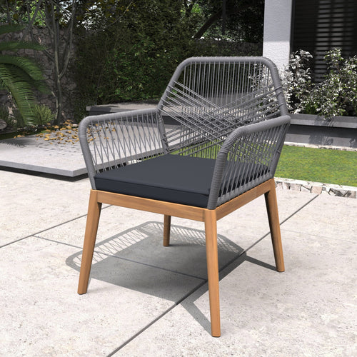2 - Pack Solid Wood Armchairs with Cushions – Indoor/Outdoor Dining Chairs - Direct Wicker