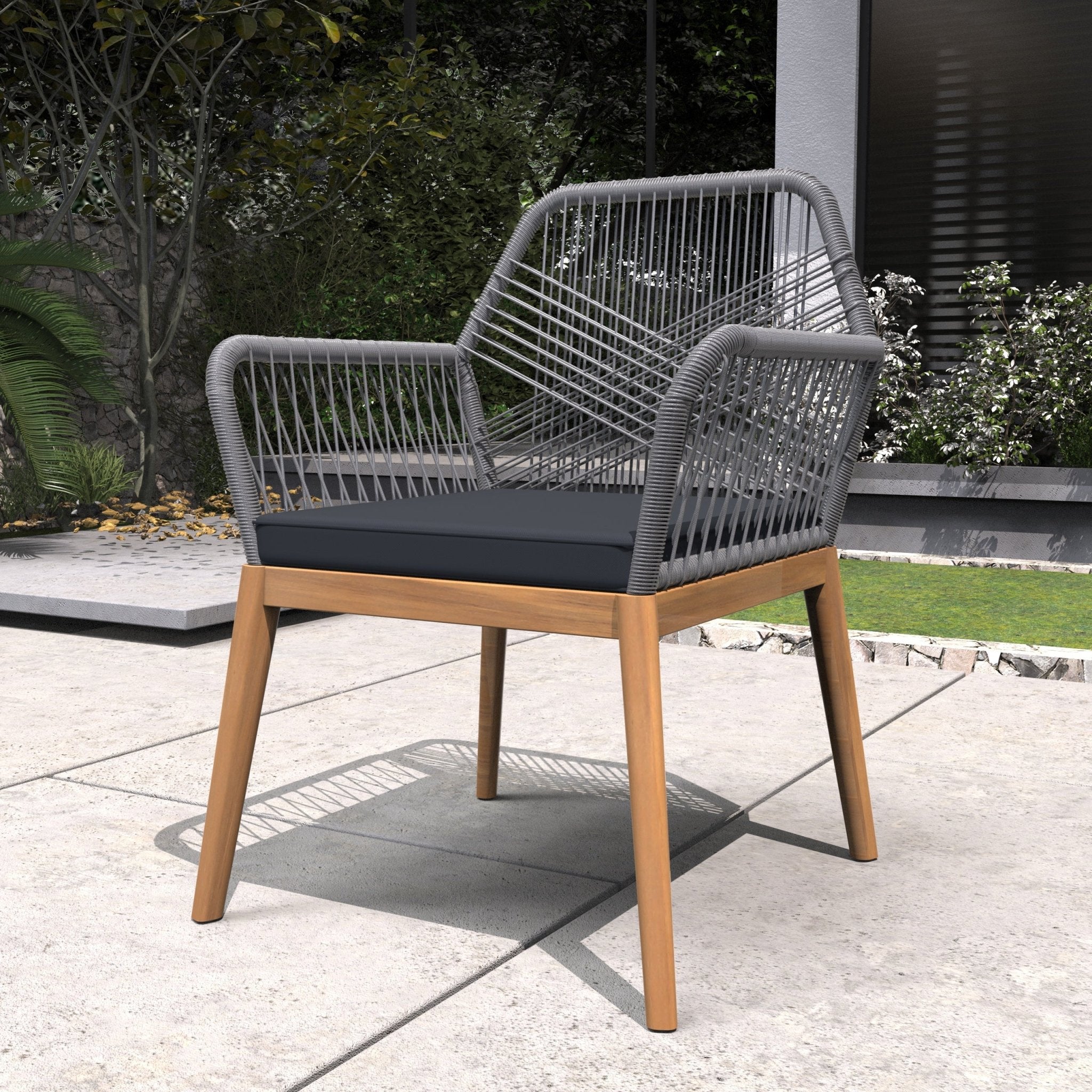 2 - Pack Solid Wood Armchairs with Cushions – Indoor/Outdoor Dining Chairs - Direct Wicker