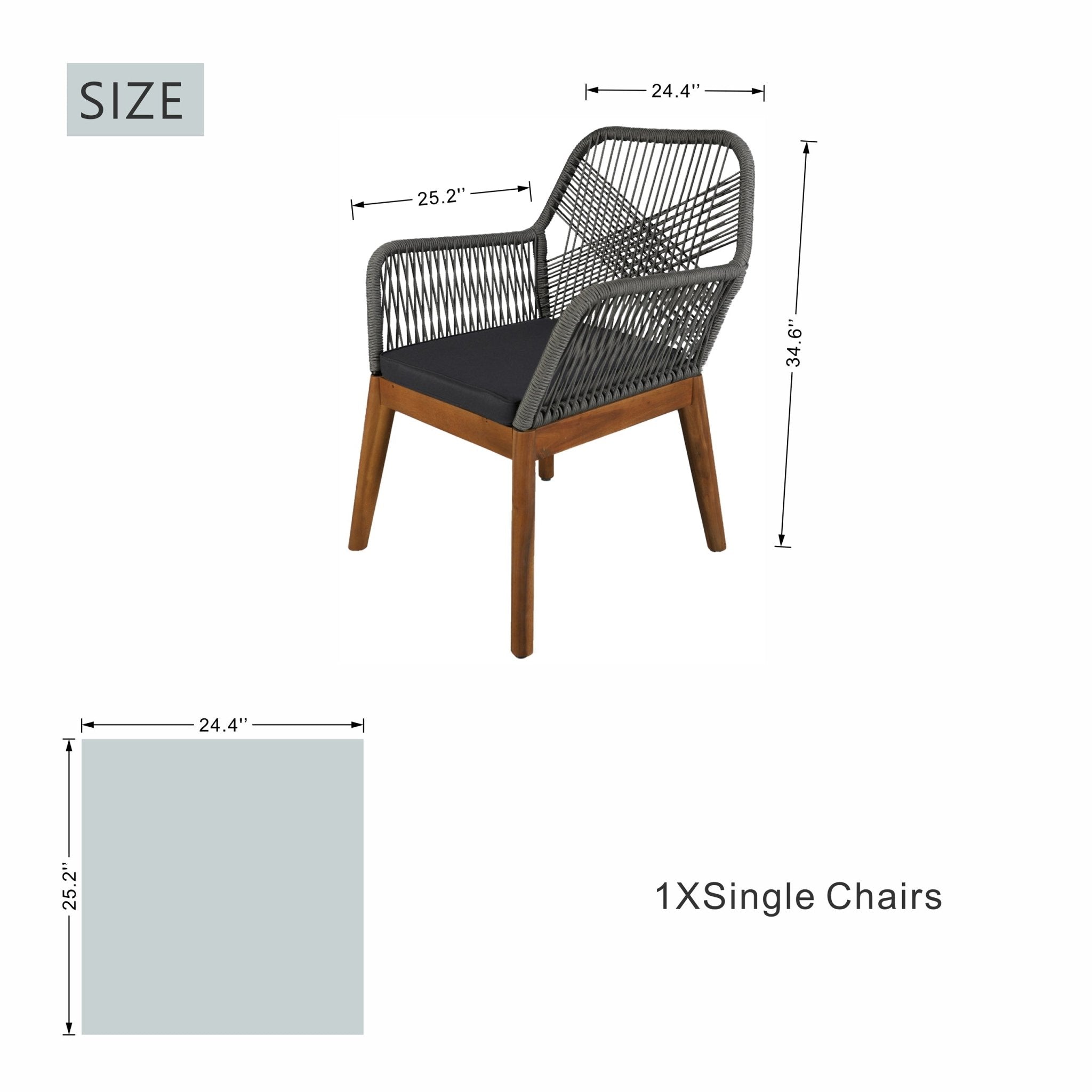 2 - Pack Solid Wood Armchairs with Cushions – Indoor/Outdoor Dining Chairs - Direct Wicker