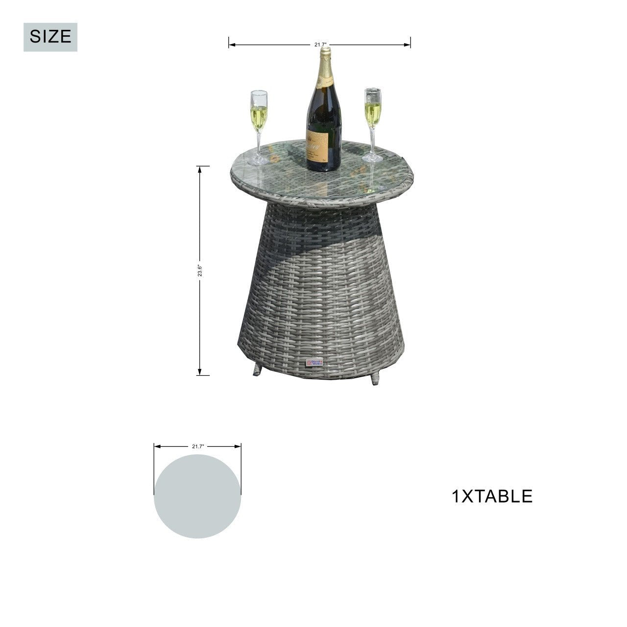 2 - Person Round Bistro Table 21"Dx23"H (Model PAD - 1708 - Table) - Direct Wicker
