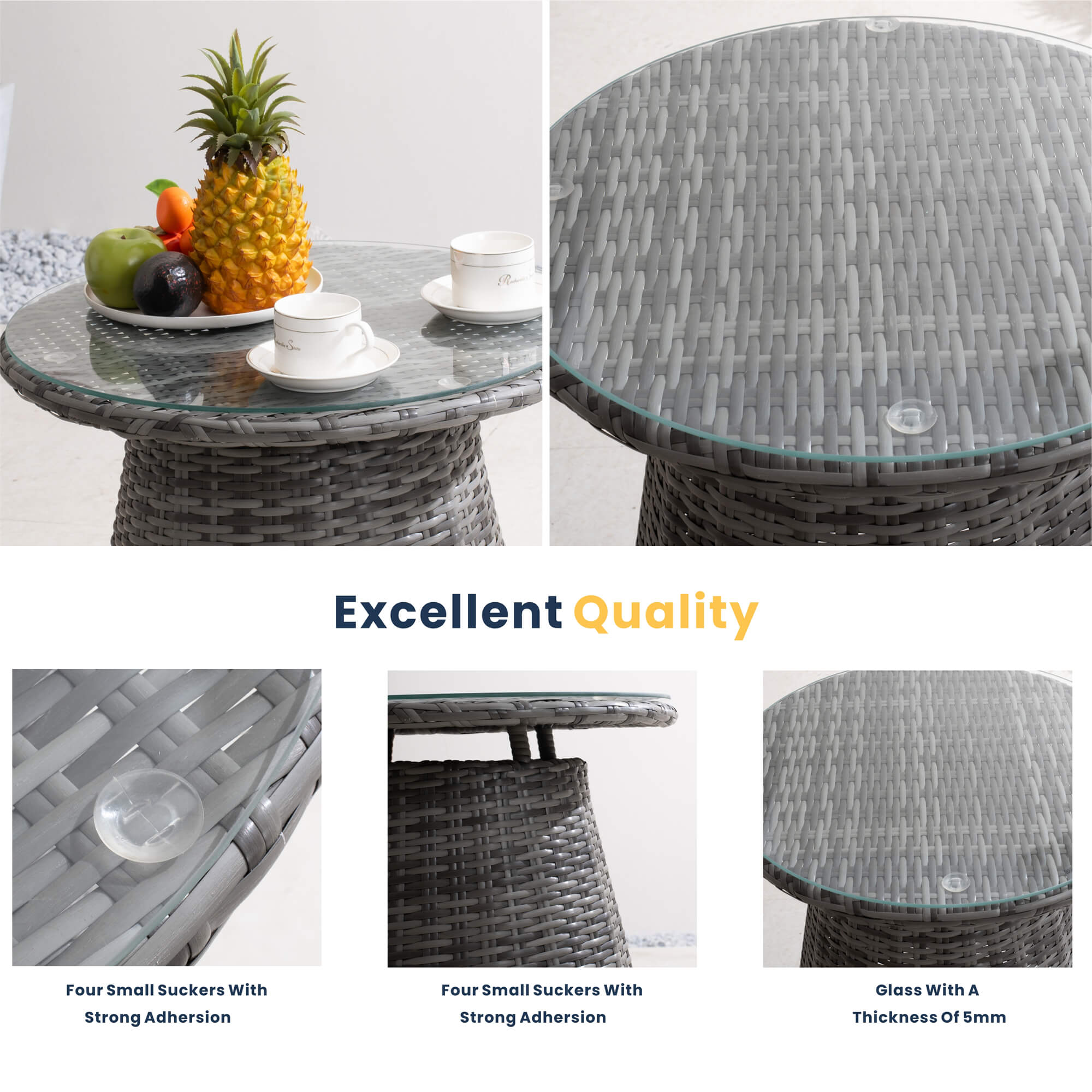 2 - Person Round Bistro Table 21"Dx23"H (Model PAD - 1708 - Table) - Direct Wicker